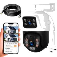 Wetterfeste PoE Sicherheitskamera 6MP Dual Linse 18m LAN-Kabel Hof Überwachung