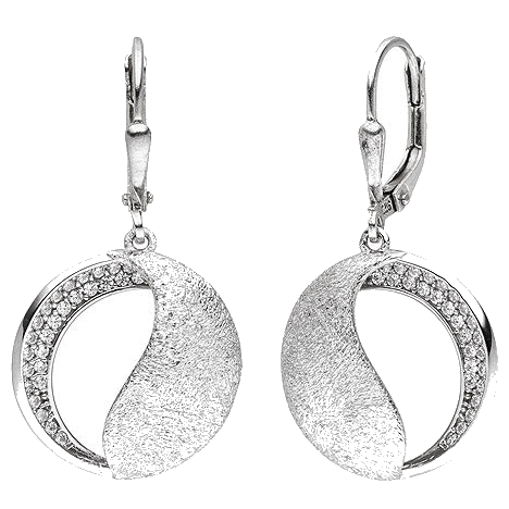 Ohrhänger 925 Silber eismatt 54 Zirkonia Ohrringe Boutons Silberohrringe