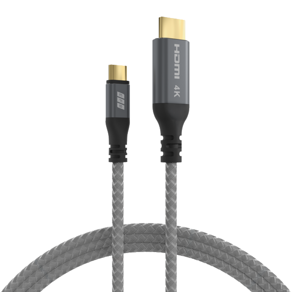 USB-C auf HDMI Kabel 4K30Hz, 1,8m grau GoldkontakteTextilmantel