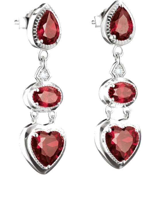 Thomas Sabo H2341-051-10 Ohrringe Herz Granatrot Elyndra 34,0 mm Damen