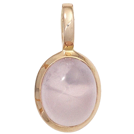 Anhänger oval 585 Gold Rotgold 1 Rosenquarz Cabochon rosa Goldanhänger