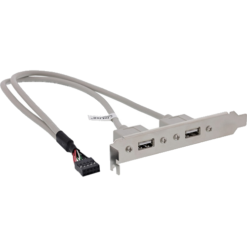 InLine® Slotblech USB 2.0, 2x Buchse auf 10pol Pfostenverbinder, 0,35m