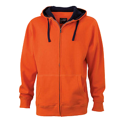 JAMES & NICHOLSON Unisex Sweat-Jacke mit Kapuze, orange, L