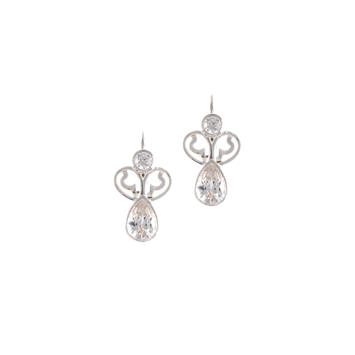 Ohrringe Bouton 925 Silber Zirkonia weiss