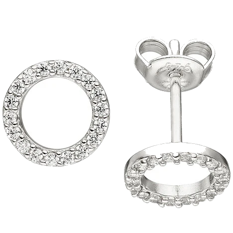 Ohrstecker rund 925 Sterling Silber 36 Zirkonia Ohrringe Silberohrstecker 8 6 mm