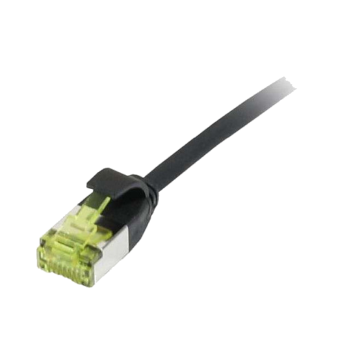 Synergy21 Patchkabel RJ45, CAT6A 500Mhz, 1,5m, schwarz, U/FTP, slimline rund d=3,8mm, TPE/LSZH(Superflex), AWG32, mit CAT7 Rohkabel,