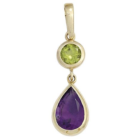 Anhänger 585 Gold Gelbgold 1 Peridot grün 1 Amethyst violett Goldanhänger
