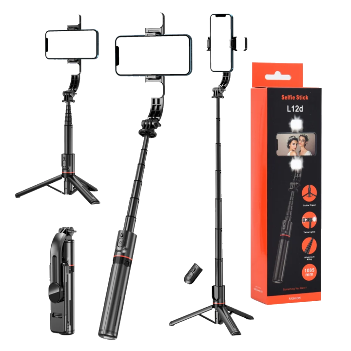 Selfie Stick Bluetooth Techsuit L12D, Universal, Schwarz