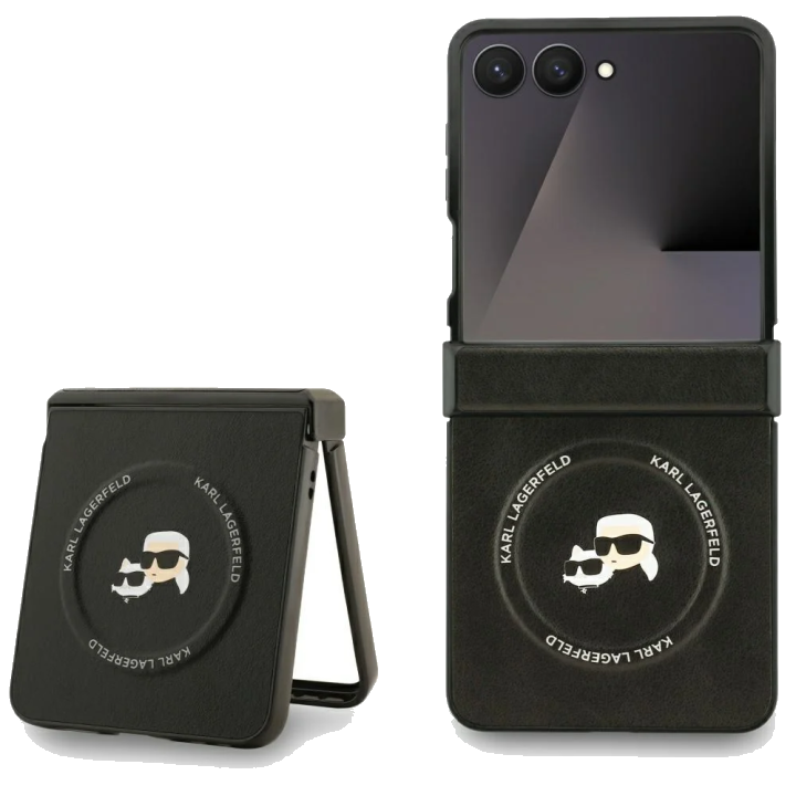 MagSafe Hülle für Samsung Galaxy Z Flip7 F766, Karl Lagerfeld, Karl & Choupette Pins, Schwarz