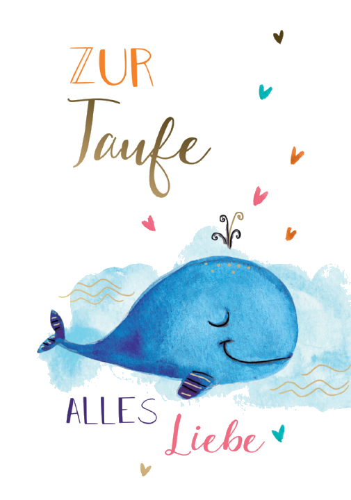 CACTUS Taufkarte , Blauer Wal,
