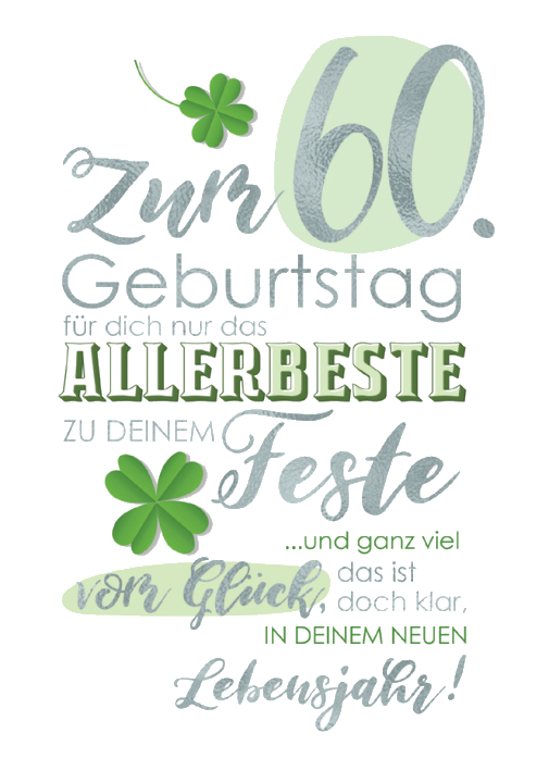 CACTUS Geburtstagskarte , Kleeblatt, - 60. Geburtstag