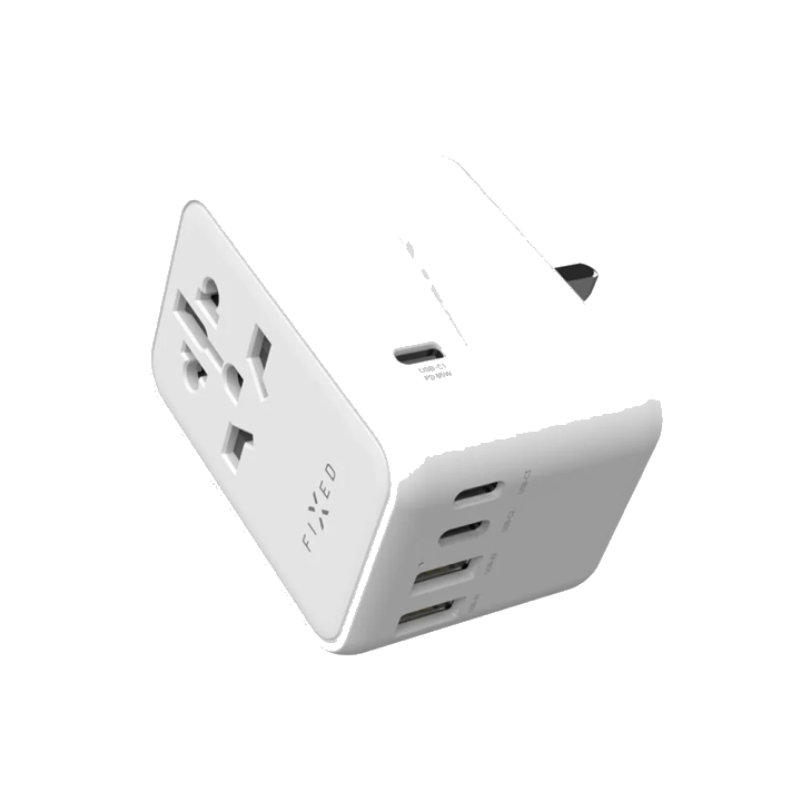 Netzladegerät Fixed Travel, 65W, 3.25A, 2 x USB-A - 3 x USB-C, Weiß