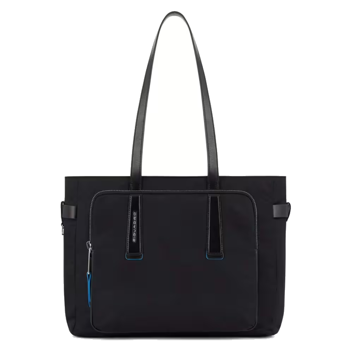 Piquadro PQ-RY Große Damenlaptoptasche 14" aus rezykliertem Stoff Schwarz