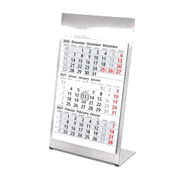 Geiger-Notes 3-Monats-Tischkalender aus Metall 2027/2028, gebürsteter Edelstahl