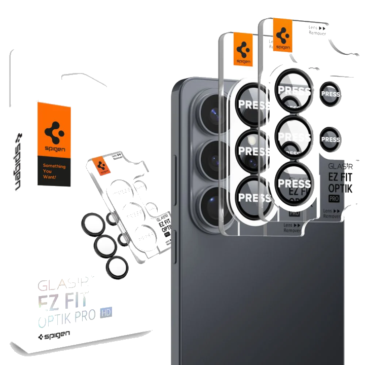 Schutzfolie Rückkamera Spigen GlastR EZ FIT Optik Pro HD für Samsung Galaxy S26 Ultra S948, Gehärtetes Glas, Set 2 Stück, Schwarz