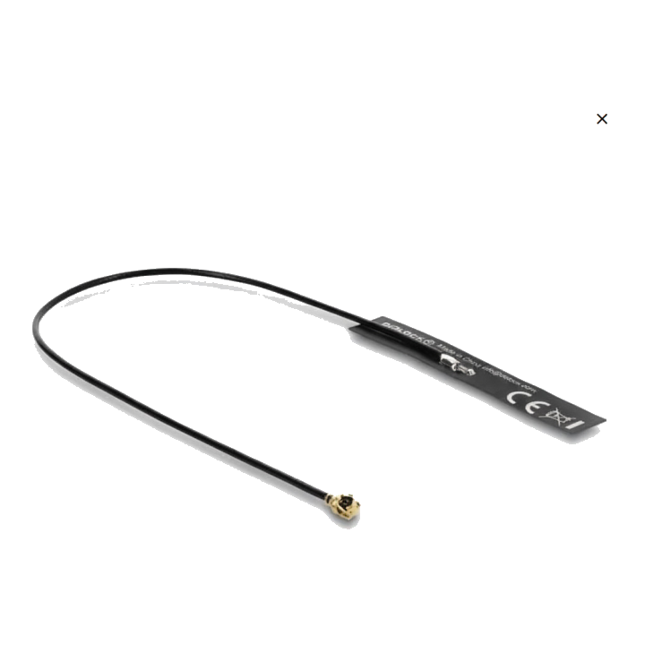 Delock WiFi 2,4 GHz Antenne I-PEX Inc., MHF® I Stecker 3,4 dBi omnidirektional mit Anschlusskabel 1.13 18 cm FPC intern Klebemontage