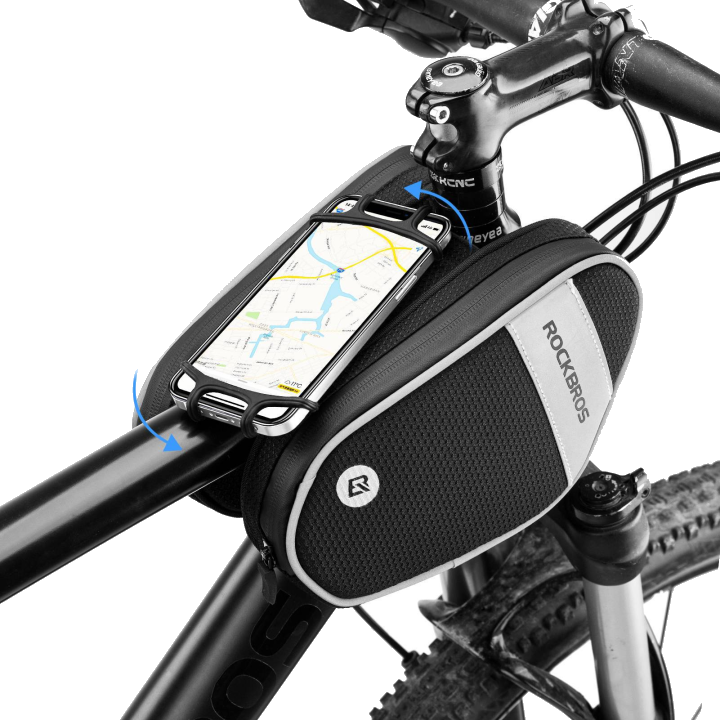 ROCKBROS Fahrrad Rahmentasche mit 360u00b0 drehbare Handyhalter 1,5 L BK
