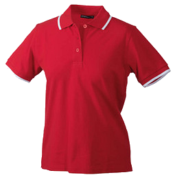 JAMES & NICHOLSON Damen Poloshirt Pique, rot/weiß, M