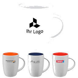 Keramikbecher Elite, 250 ml, weiß-dunkelblau