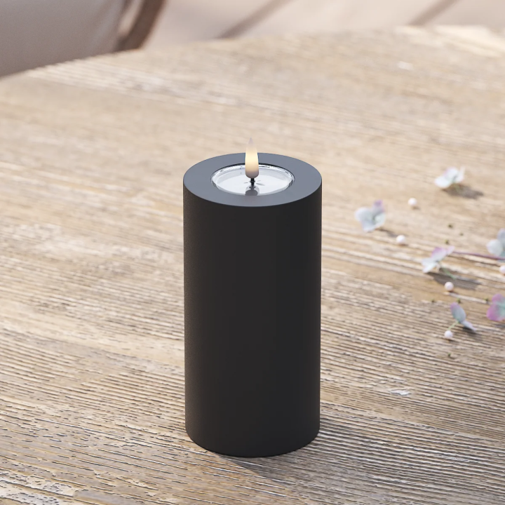 Deluxe Homeart Outdoor-Stumpenkerze schwarz D7,5xH15cm
