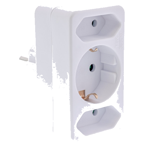 InLine® Steckdosenadapter, Schutzkontakt Stecker an 2x Euro + 1x SK, weiß
