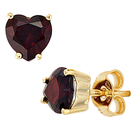Ohrstecker Herz Herzen 333 Gold Gelbgold 2 Granate rot Ohrringe Goldohrstecker