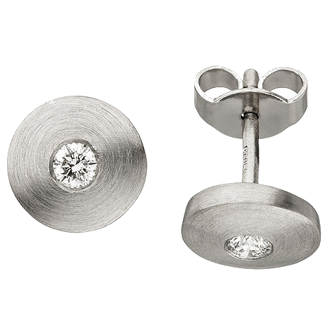 Ohrstecker 950 Platin matt 2 Diamanten Brillanten Ohrringe Platinohrringe