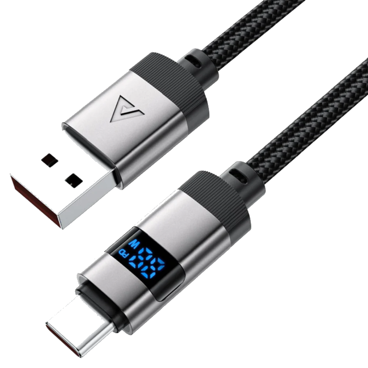 Daten- und Ladekabel USB-A - USB-C Acefast C15-04 Display, 66W, 1.2m, Schwarz