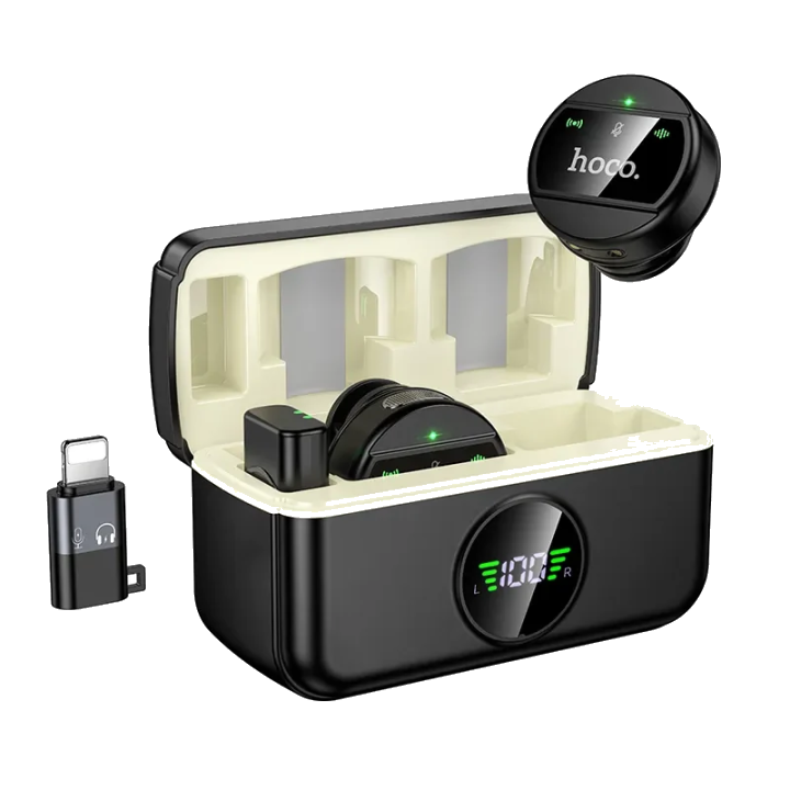 Lavaliermikrofon HOCO L22, USB-C / Lightning, Set 2 Stück, Schwarz