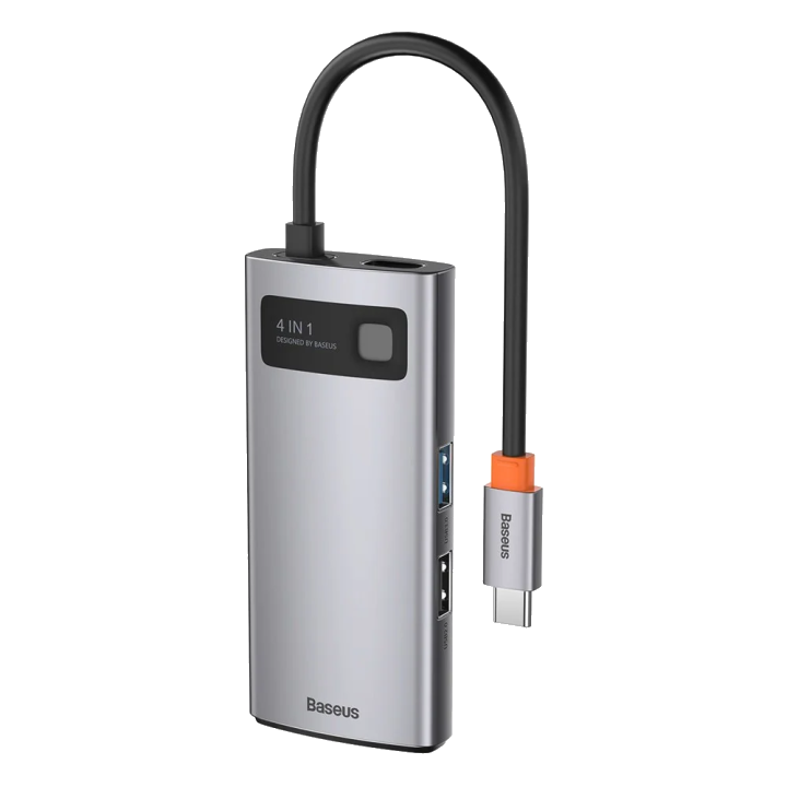 Baseus Metal Gleam USB-C Hub 4-in-1 | HDMI 4K | Grau