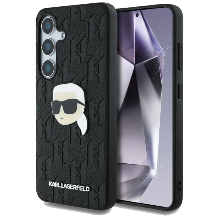 Hülle für Samsung Galaxy S25 S931, Karl Lagerfeld, Monogram Karl's Head, Schwarz