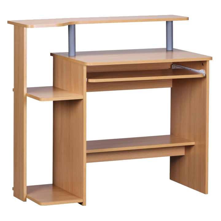 FineBuy Computertisch 94x90,5x48,5 cm Laptop Tisch Modern mit Tastaturauszug, PC-Tisch mit Drucker-Ablage platzsparend, Schreibtisch für kleine Räume mit Ablage, Laptoptisch Klein