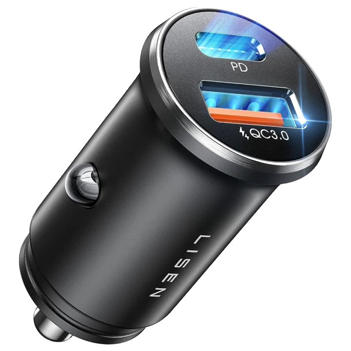 Lisen Auto-Ladegerät, 36W, 3A, 1 x USB-A - 1 x USB-C, Schwarz YL0223090002