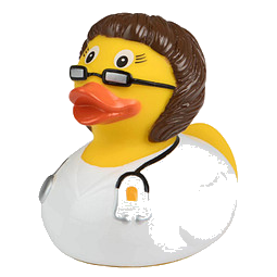 Schnabels® Bade-Ente Ärztin, brünett, gelb/weiß