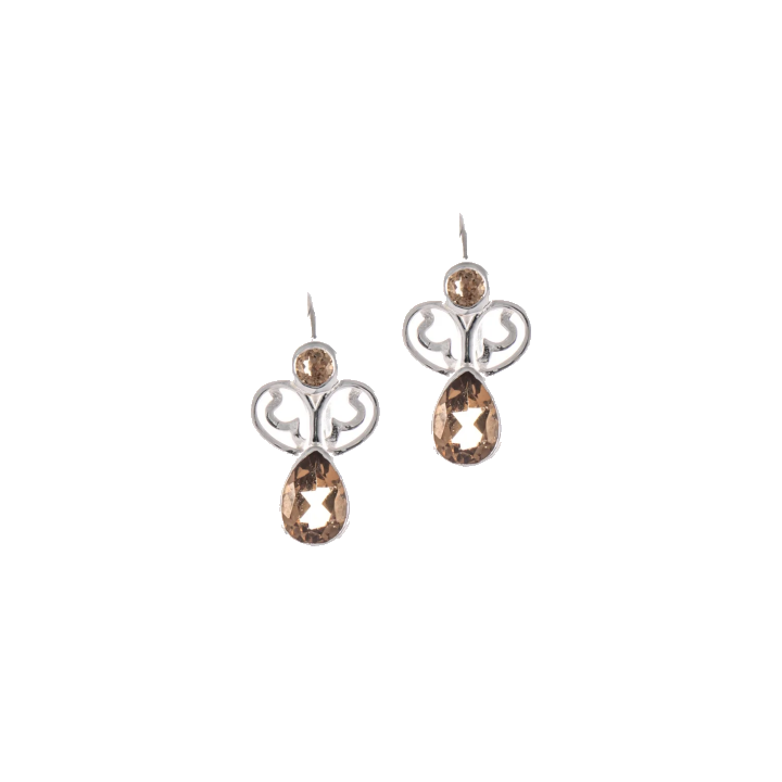Ohrringe Bouton 925 Silber Zirkonia cognac