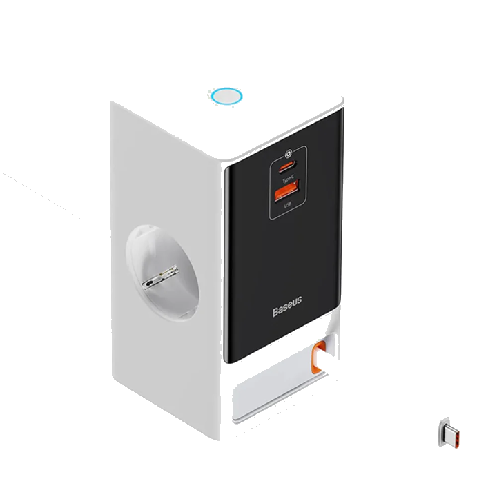 Baseus PowerCombo Verlängerungskabel, 1 x Schuko - 1 x USB-A - 2 x USB-C, Weiß PSLR000602