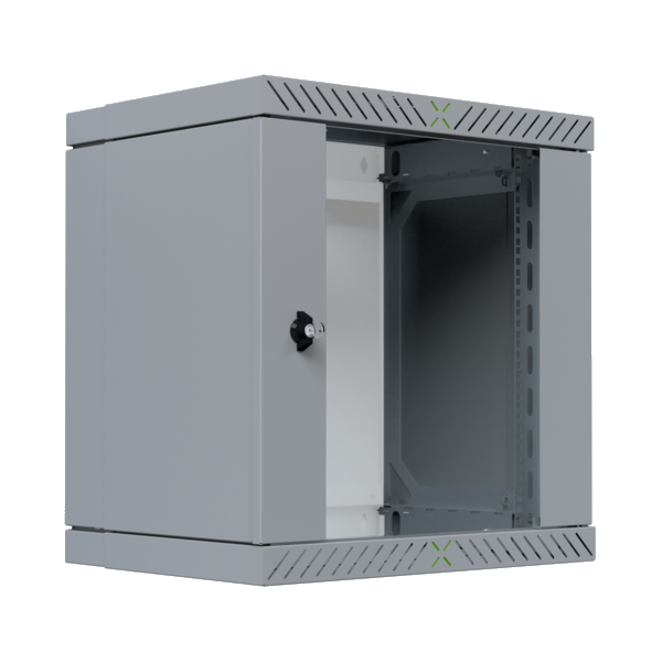 Wandgehäuse 19" X-Rack mit Glastür 400-600mm, 12HE grau RAL7035