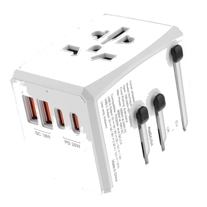 Netzladegerät Techsuit HHT904-W2 Travel, 20W, 3A, 2 x USB-A - 2 x USB-C, Weiß
