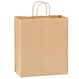 Papier-Tragetasche gerippt, groß, braun
