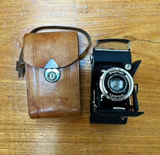 Voigtländer Klappkamera/Faltkamera analog schwarz mit Ledertasche/Lederetui