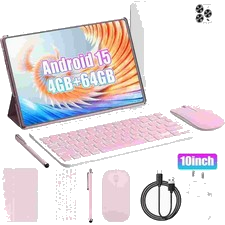 Neu 10-inch Android 15 Tablet CP20S 4GB 64GB 6000mAh 5G WiFi Pink Keyboard DE