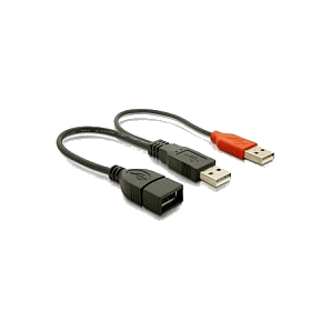 DELOCK USB Y-Kabel A -> 2x A Bu/St 0.225m