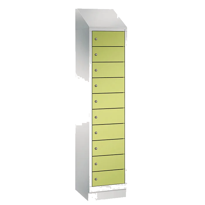 Laptopschrank Evolo mit Schrägdach und 10 Fächern, Sicherheits-Drehriegel