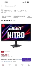Acer Nitro ED240Q S Curved Gaming Monitor 23,6" Full HD 180Hz 1ms VA-LED