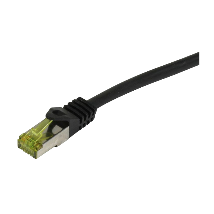 Synergy21 Patchkabel RJ45, CAT6A 500Mhz, 0,25m, schwarz, S-STP(S/FTP), TPE/LSZH Indoor/outdoor (UV/Water/oil/-resistant), AWG26, mit CAT7 Rohkabel