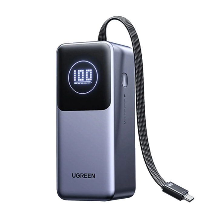 Externer Akku UGREEN PB723, 20000mAh, 130W, QC + PD, 1 x USB-A - 2 x USB-C, Grau