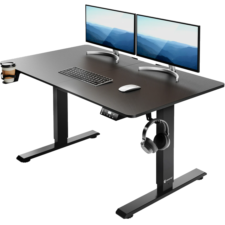 Höhenverstellbarer Schreibtisch Schwarz (Carbon-Optik) 110x60x73-118cm
