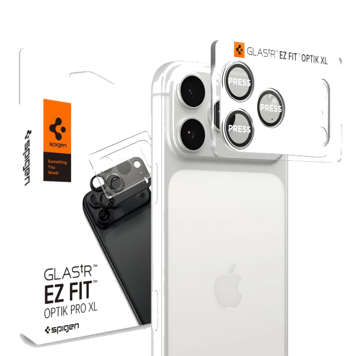 Schutzfolie Rückkamera Spigen GlastR EZ FIT Optik Pro XL für Apple iPhone 17 Pro, Gehärtetes Glas, Silber AGL10647