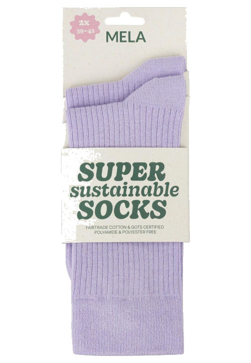 Gerippte Baumwoll-Socken GOTS, 2er Pack