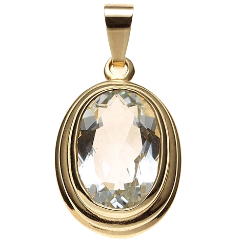 Anhänger oval 585 Gold Gelbgold 1 Aquamarin hellblau Goldanhänger